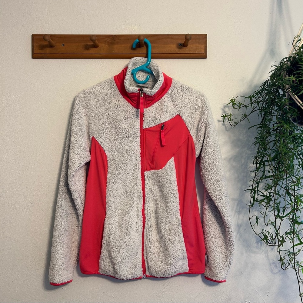 Columbia Pink and White Teddy Jacket Plush Fleece Size Small